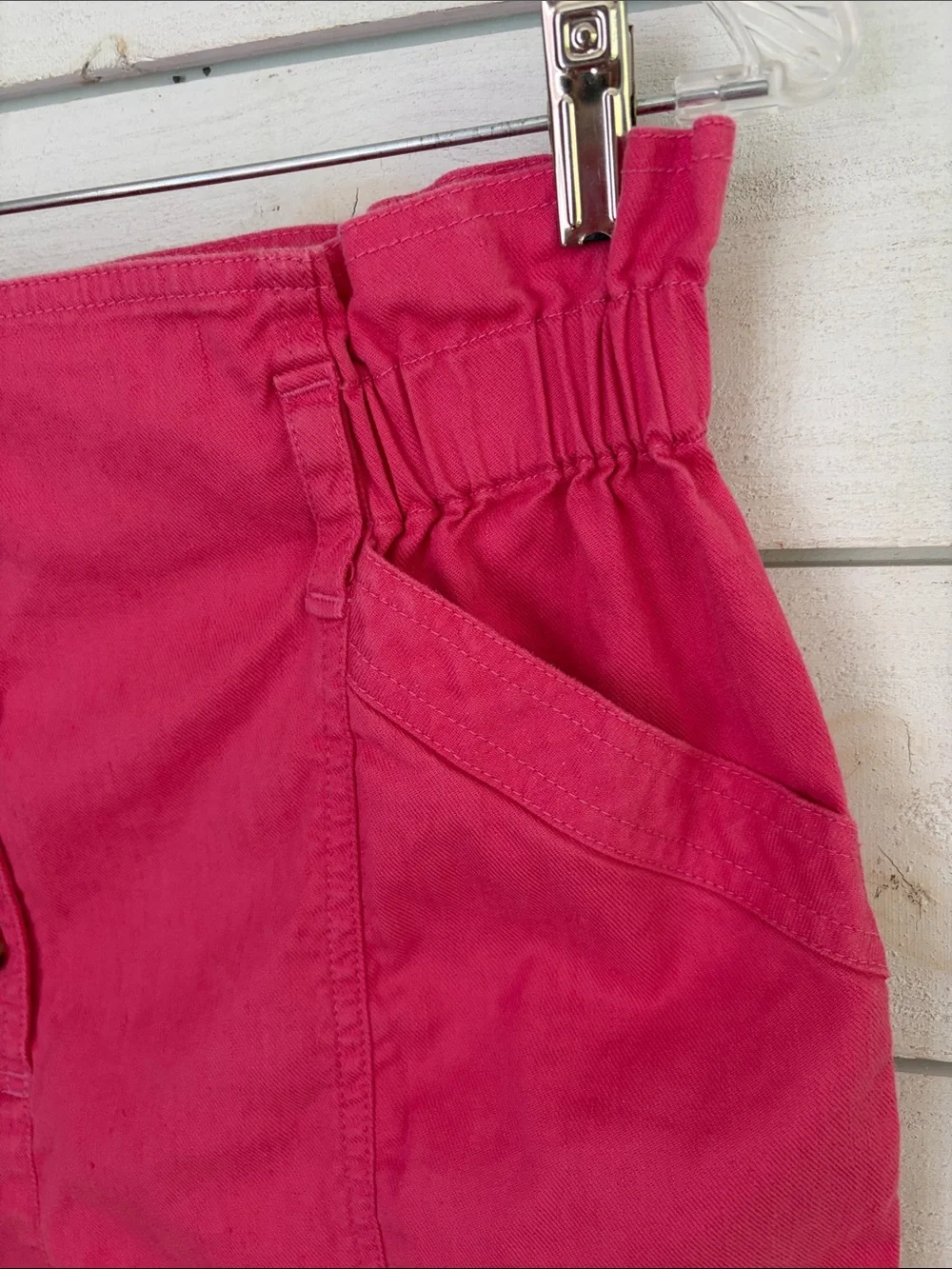 Sézane Arthuro Bright Pink High Waist Button Front Linen Trousers Pants Size 6